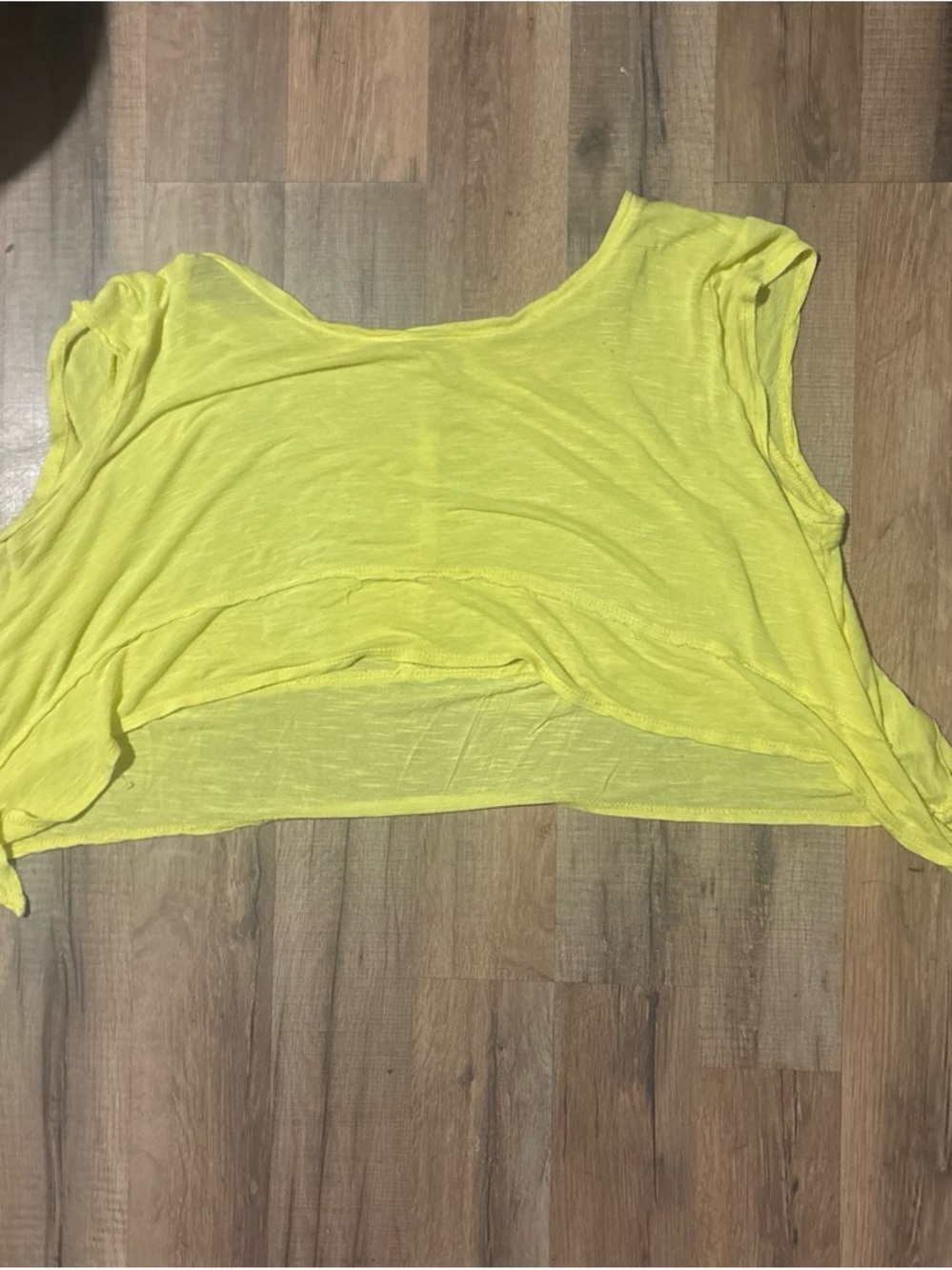 Women's Bright Yellow Cropped Scoop Neck Top